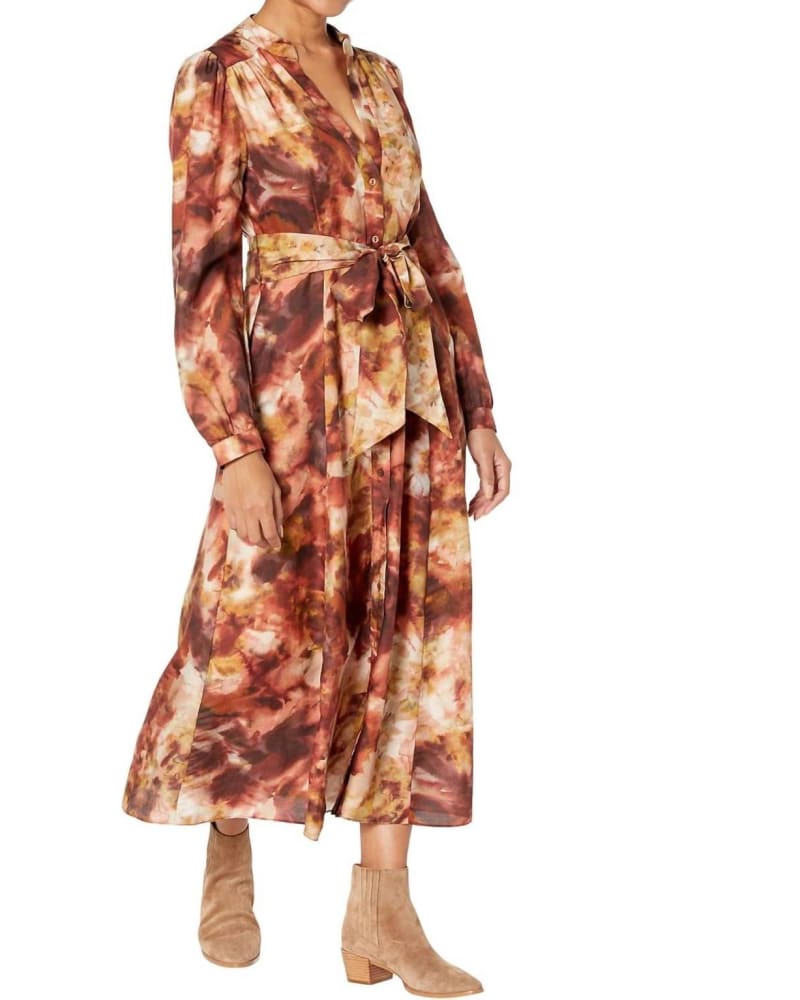 Front of a model wearing a size 10 Lillian Shirt Dress In Vineyard in Vineyard by Marie Oliver. | dia_product_style_image_id:346631